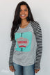 Merry Christmas Striped Long Sleeve Top