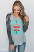 Merry Christmas Striped Long Sleeve Top