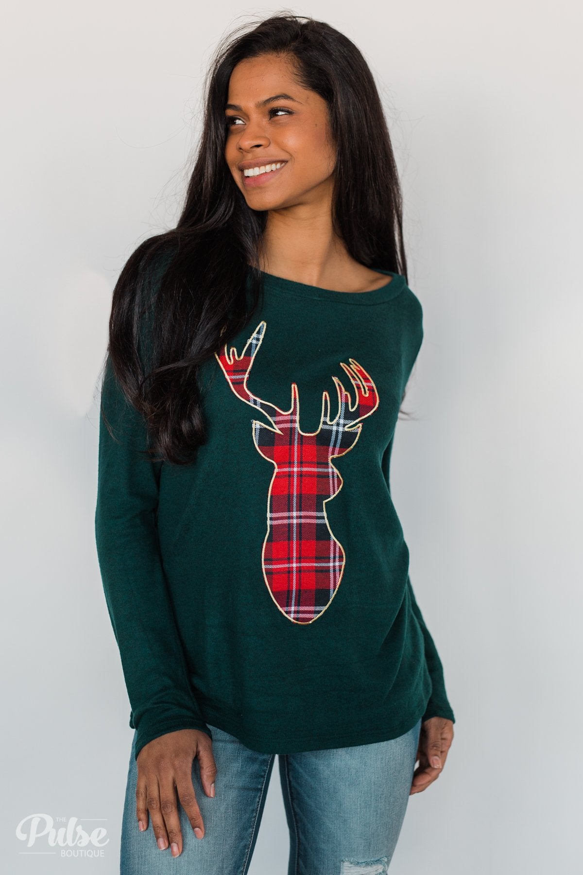 'Tis the Season Deer Print Long Sleeve Top