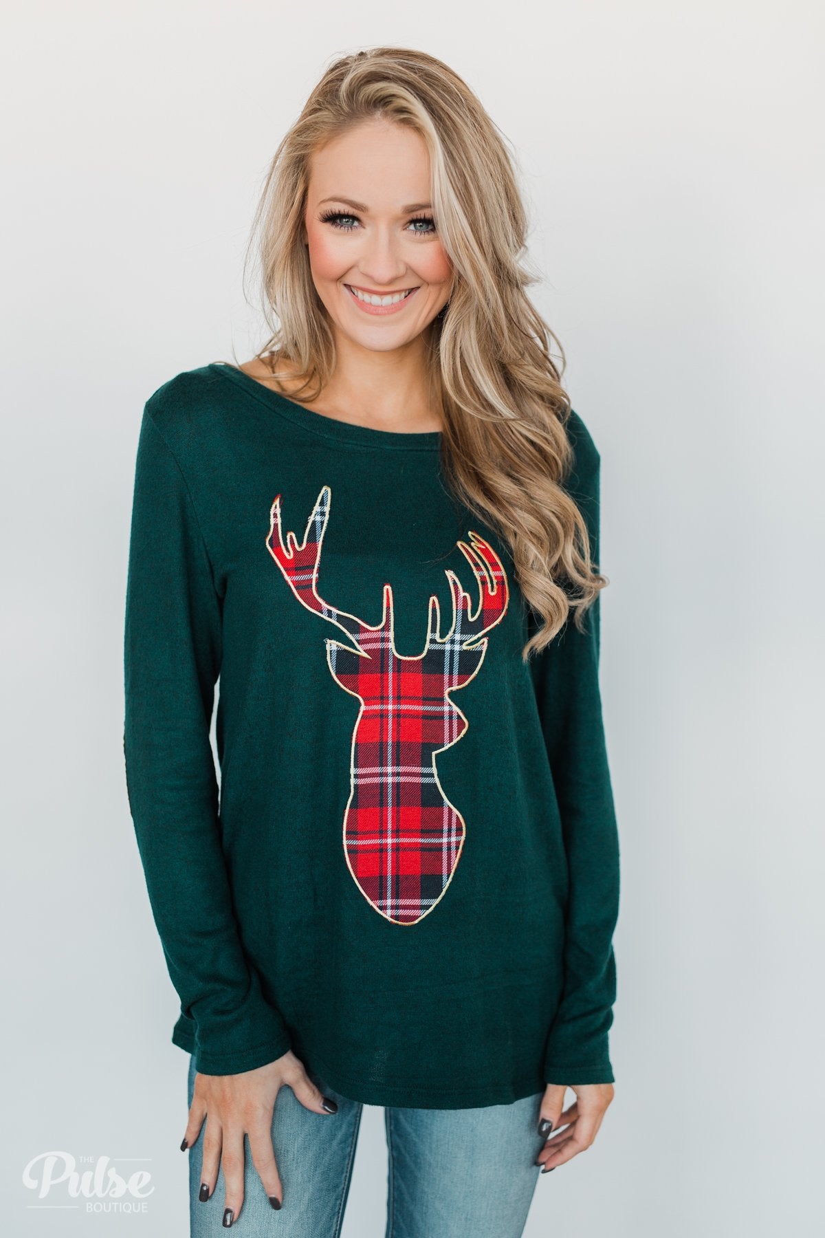 'Tis the Season Deer Print Long Sleeve Top