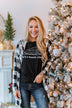 Looking Back To You Hooded Cardigan- Black & Off White