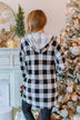 Looking Back To You Hooded Cardigan- Black & Off White