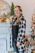 Looking Back To You Hooded Cardigan- Black & Off White