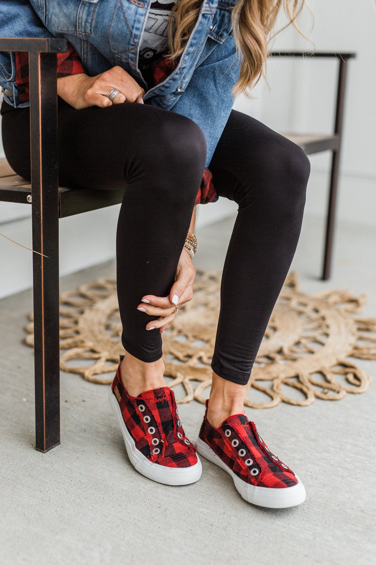 Blowfish Play Sneakers- Red Buffalo Plaid - Main Image