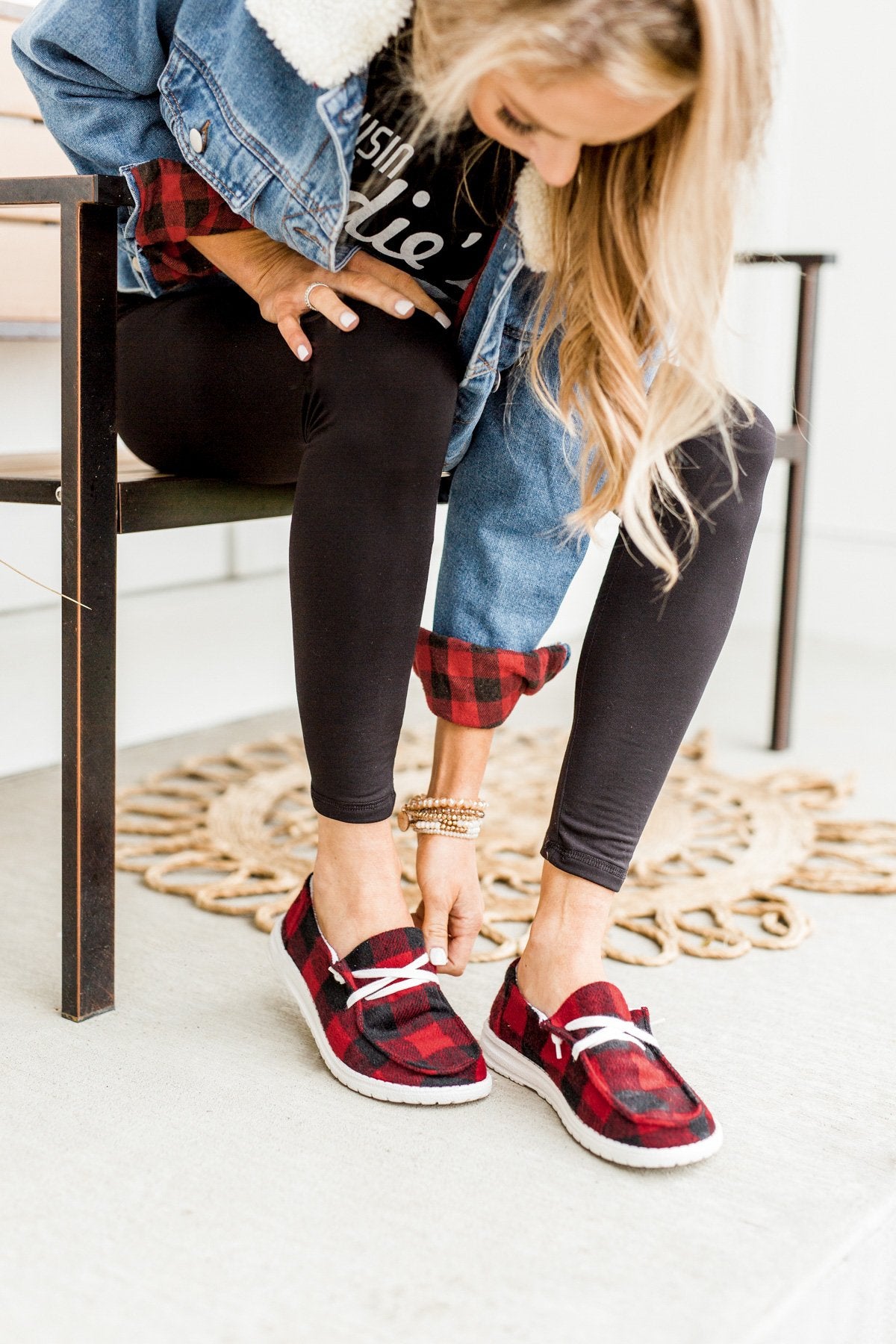 Gypsy Jazz Heather Sneakers- Red Buffalo Plaid