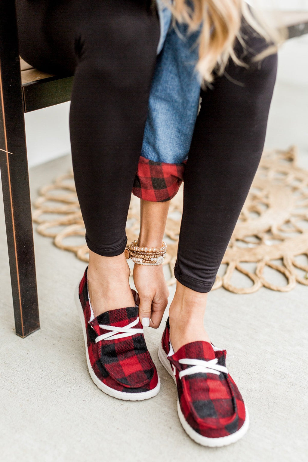 Gypsy Jazz Heather Sneakers- Red Buffalo Plaid - Main Image