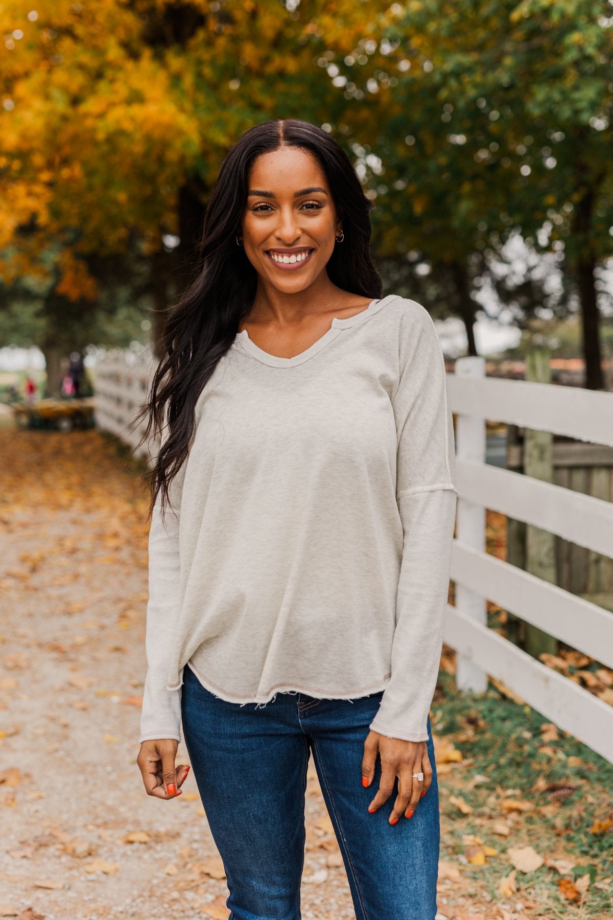 Bold & Fearless Long Sleeve Top- Heather Grey