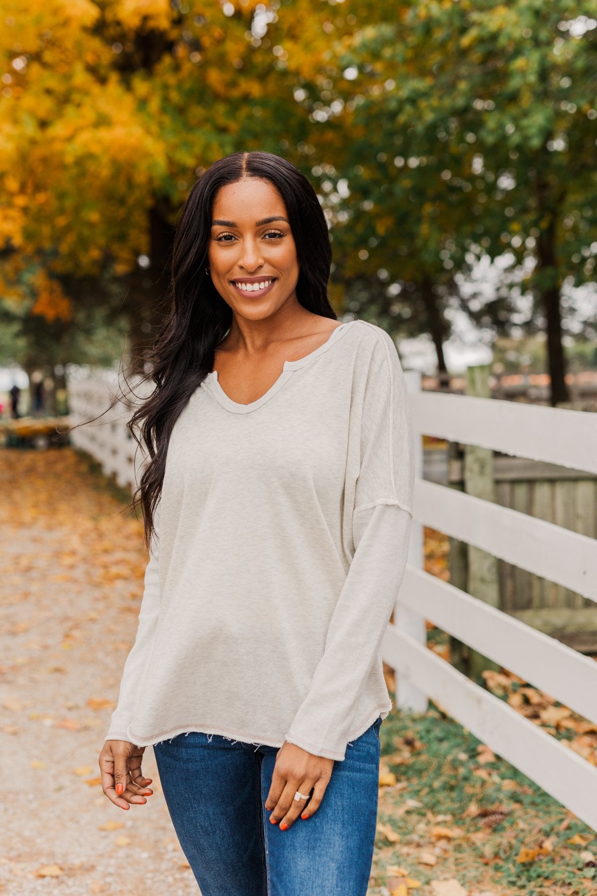 Bold & Fearless Long Sleeve Top- Heather Grey