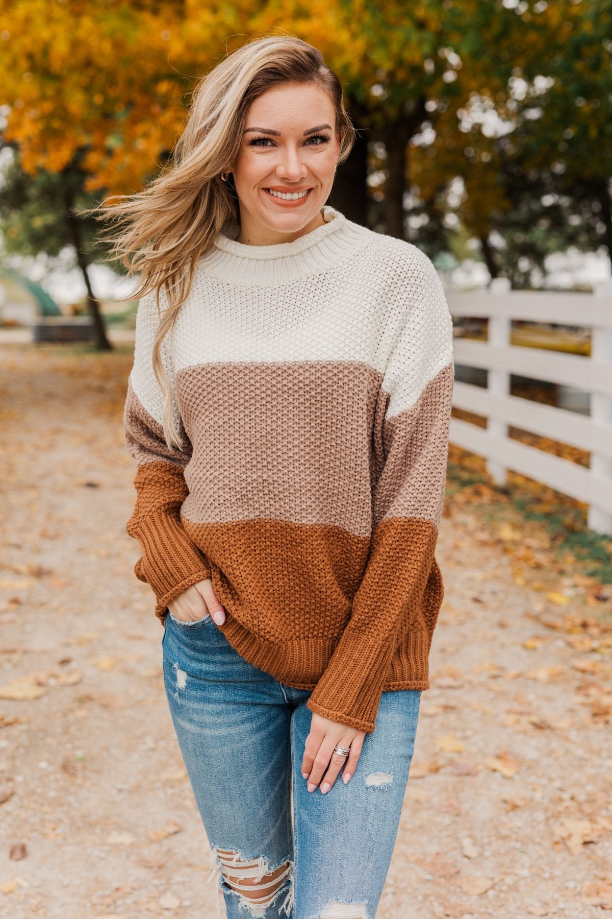 Harvest Color Block Knit Sweater