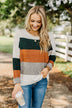 Mountain Getaway Color Block Sweater- Earth Tones