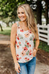 Sunshine & Good Vibes Floral Tank Top- Ivory, Rust, & Forest Green
