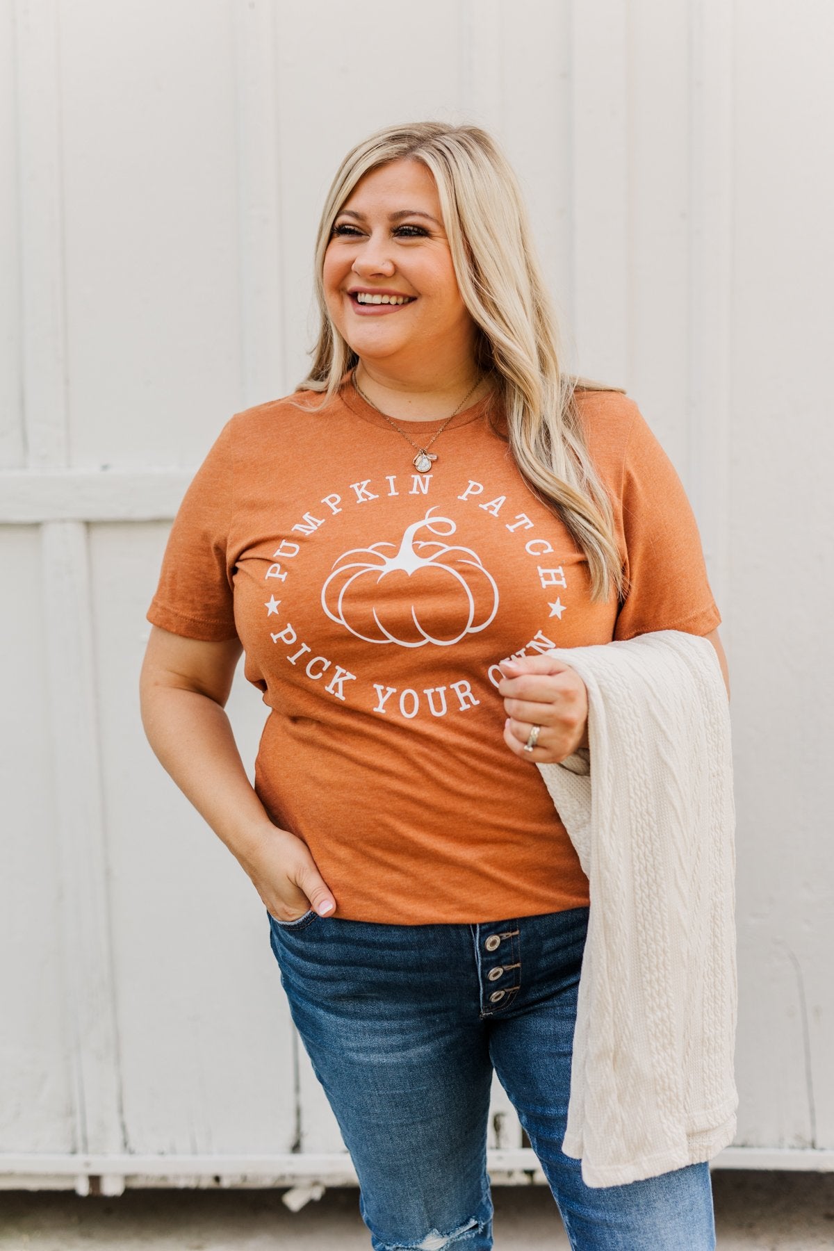 "Pumpkin Patch, Pick Your Own" Graphic Tee- Copper