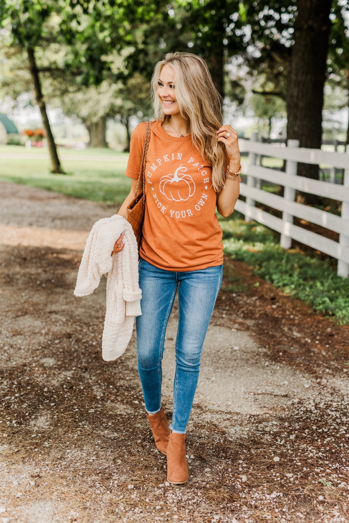 "Pumpkin Patch, Pick Your Own" Graphic Tee- Copper