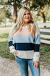 A New Day Color Block Sweater- Dusty Peach, Baby Blue, Navy