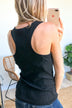 Ribbed Button Racerback Tank Top- Black