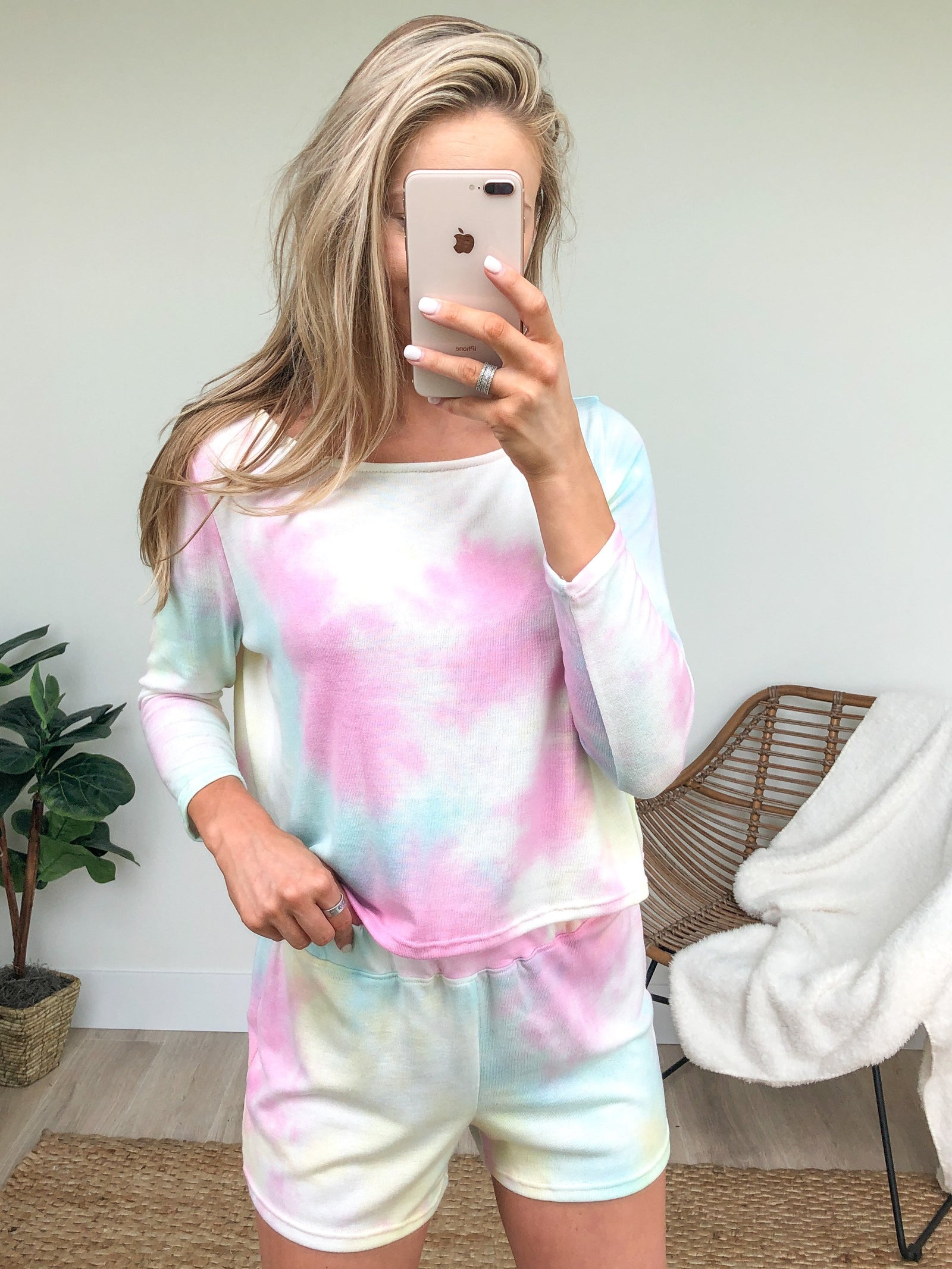 Tie Dye Lounge Shorts- Mint, Pink, Yellow
