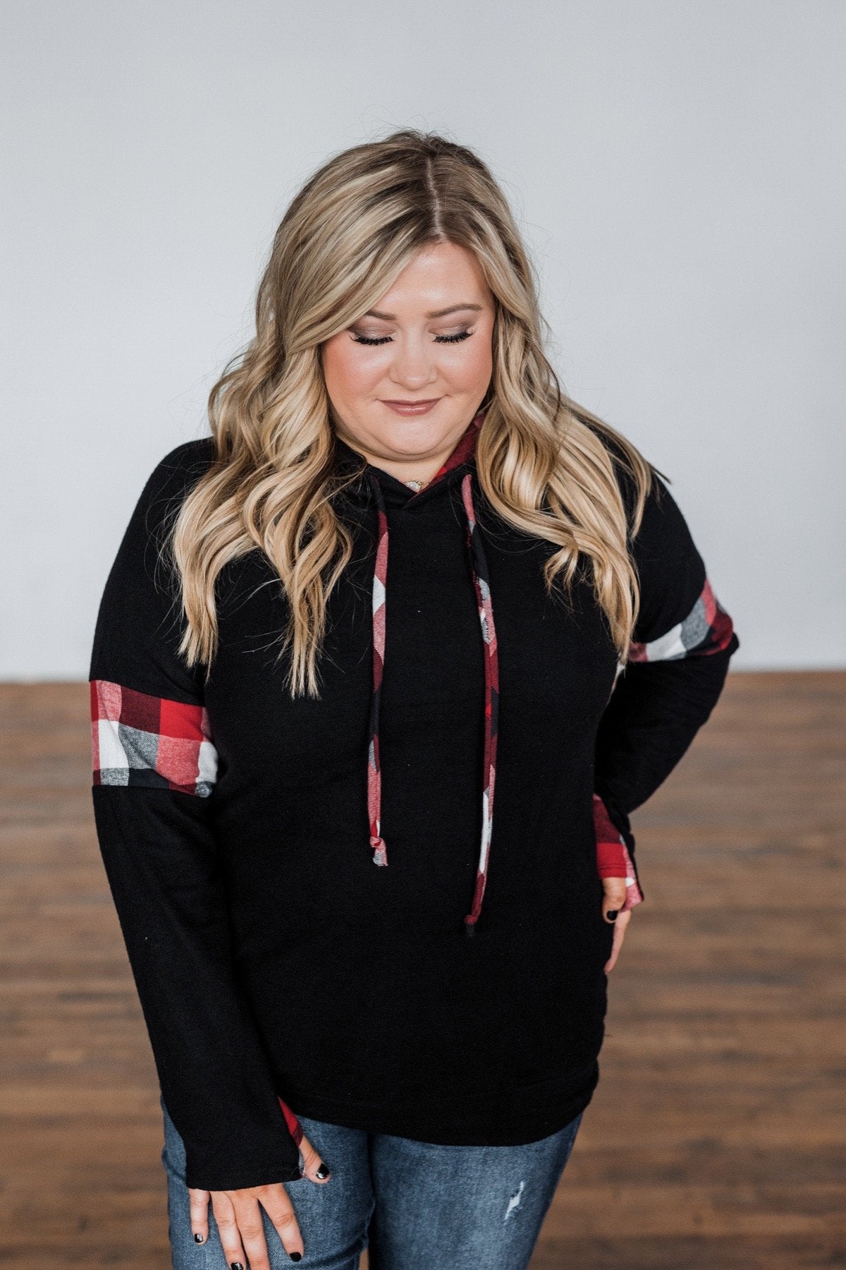 Wishing For Winter Drawstring Hoodie- Black