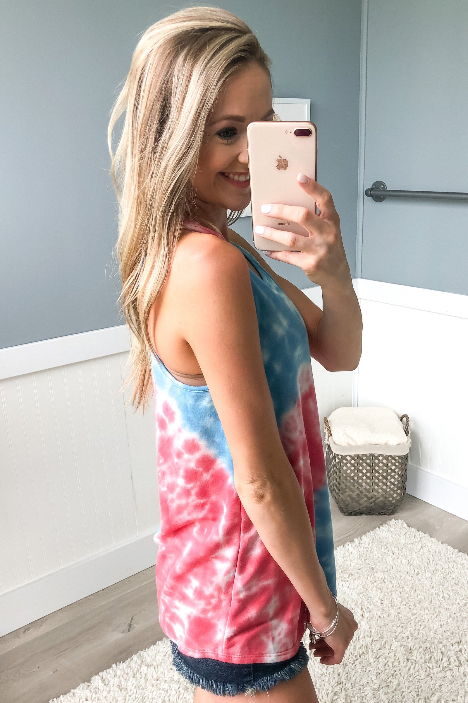 Cool For The Summer Tie Dye Tank Top- Red, Blue, White