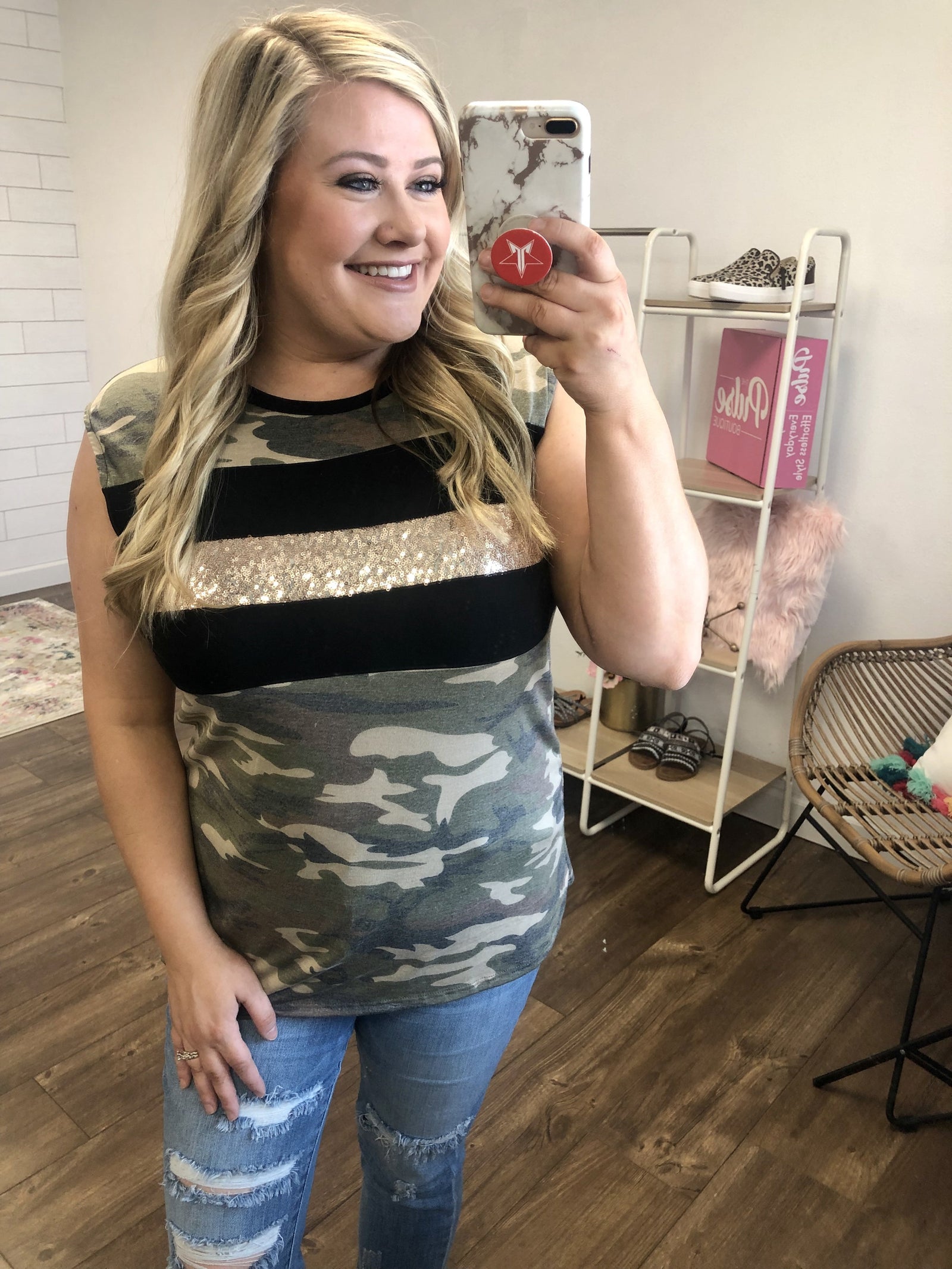 Glam Camo Sleeveless Top