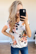 Autumn Breeze Floral Top- Ivory