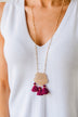Charmingly Cheerful Pendant Necklace- Magenta