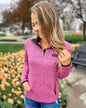 Pulse Exclusive Quarter Button Pullover- Pink