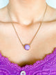 Charming Crystal Pendant Gold Necklace- Lilac