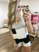 Waffle Knit Color Block Tank Top- Black, Grey, and White