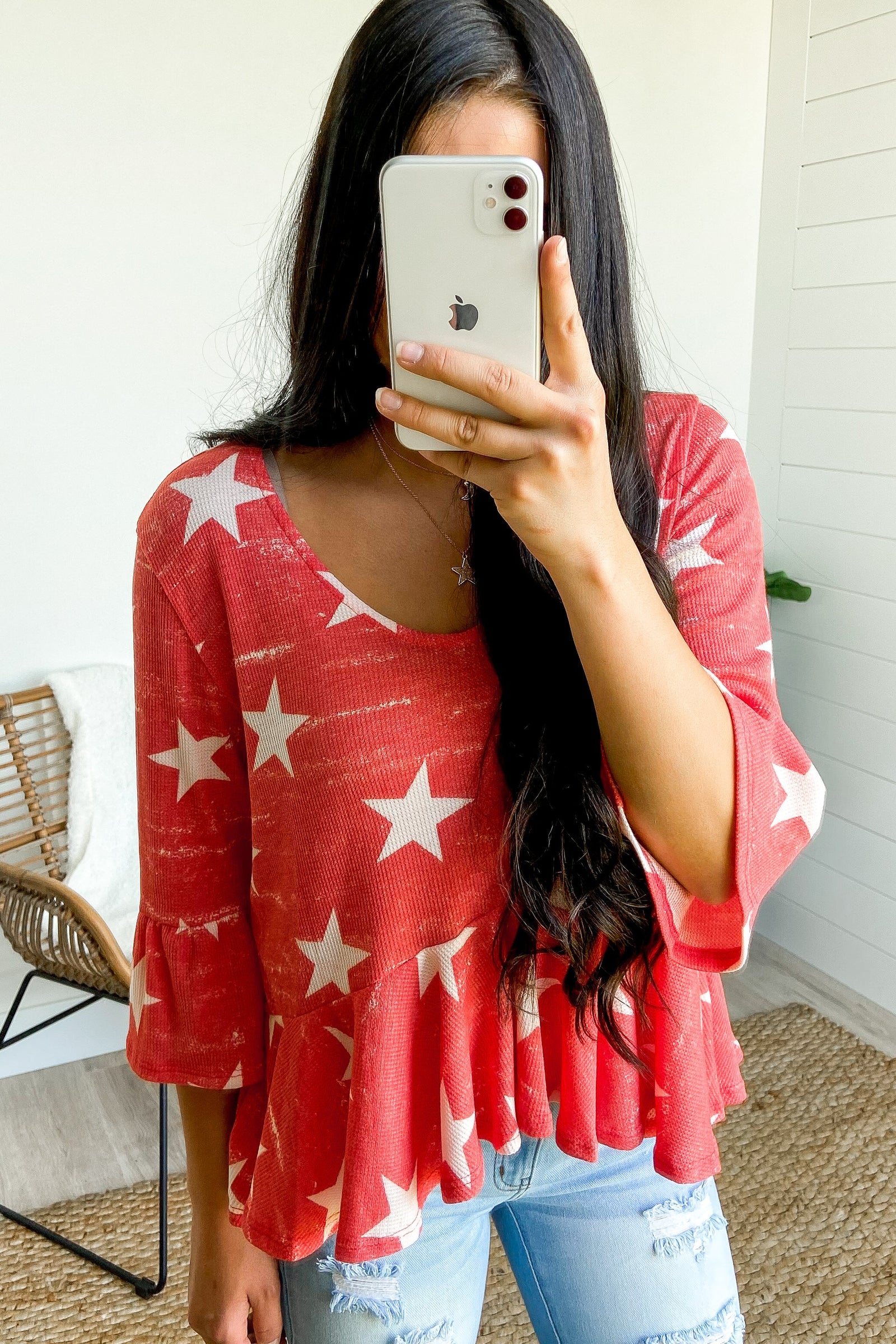 Babydoll Star Knit Top- Soft Coral