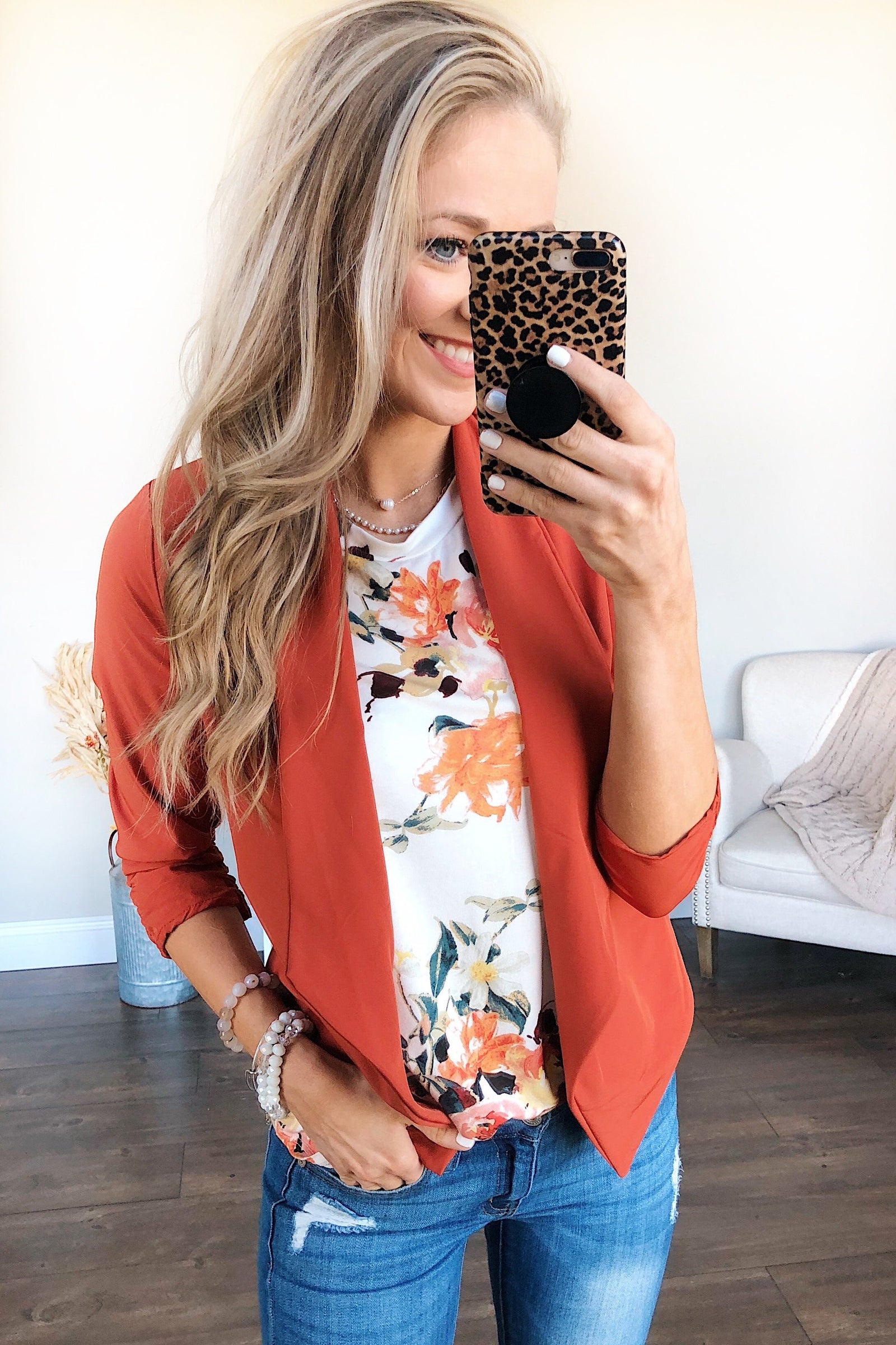 Pretty & Professional Blazer- Burnt Orange