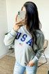 USA Long Sleeve Pullover Top- Grey