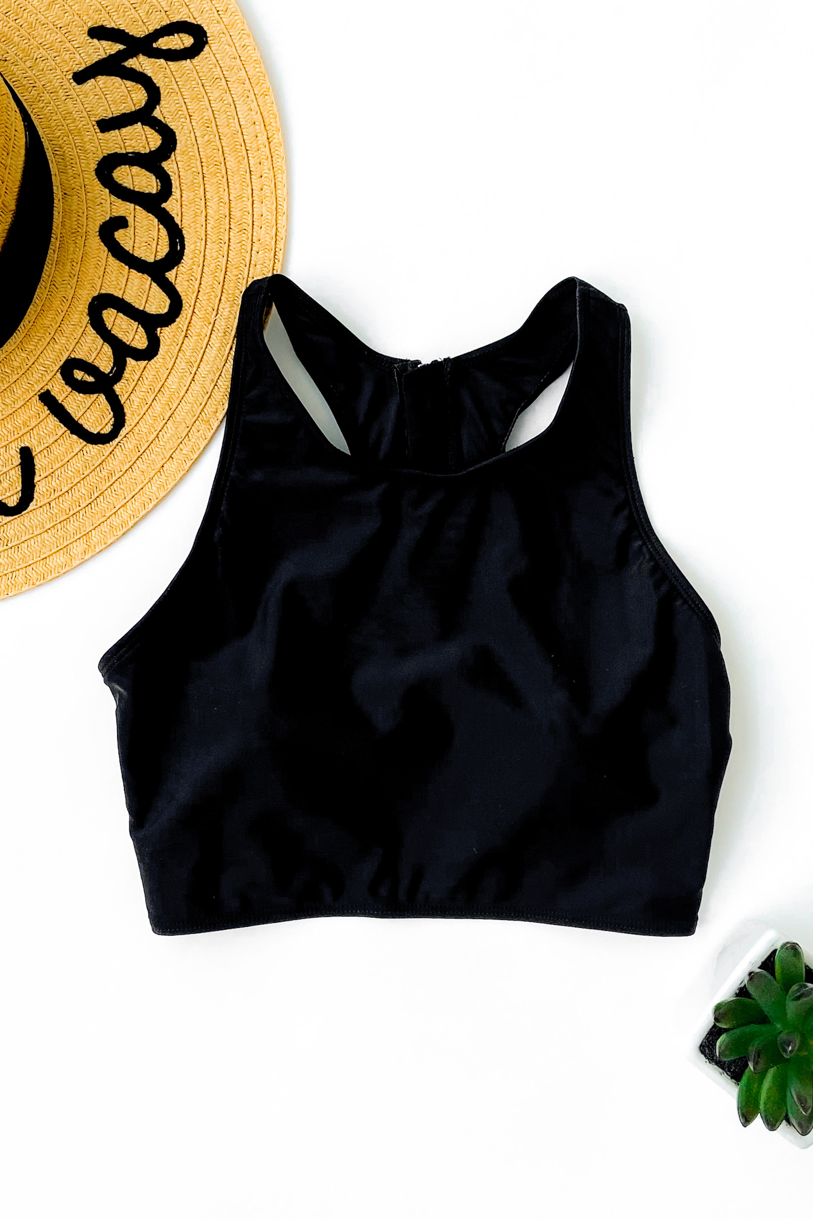 Racerback Swimsuit Top- Solid Black