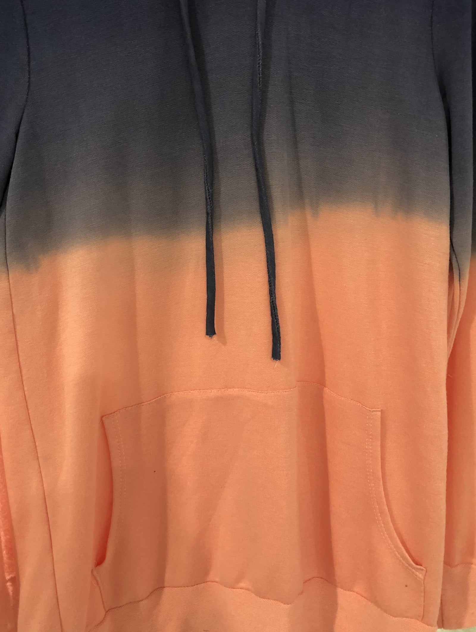 Long Sleeve Ombré Hoodie- Navy & Peach