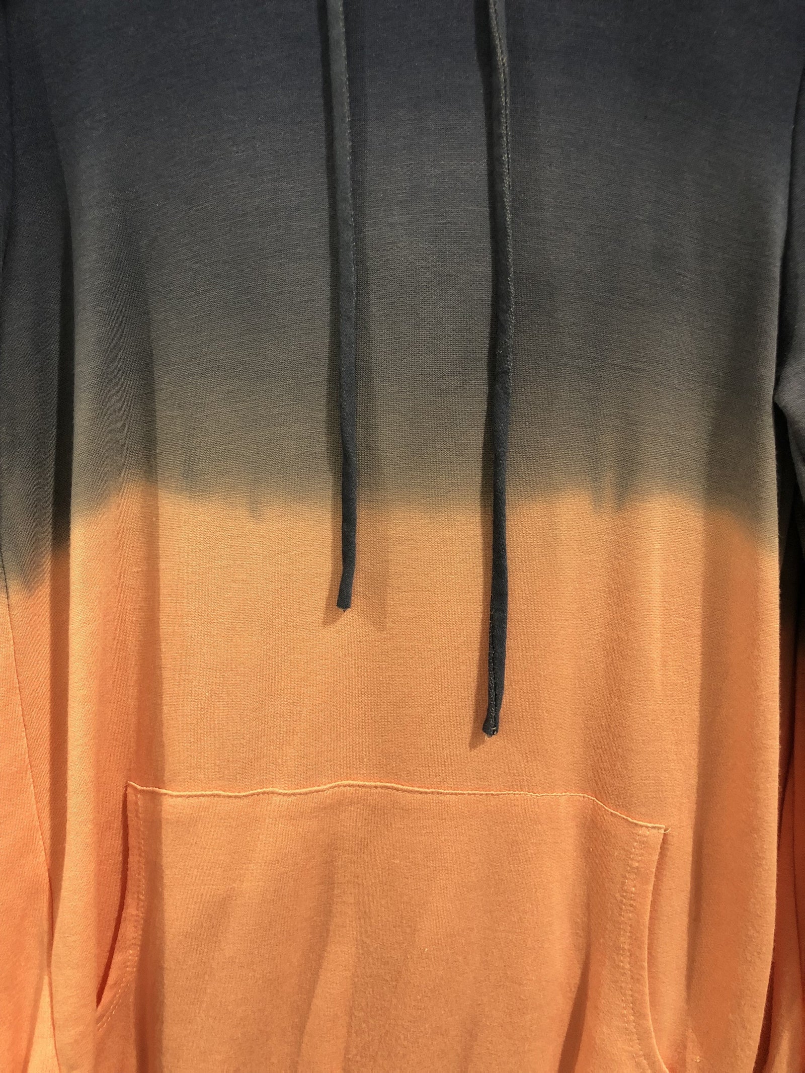 Long Sleeve Ombré Hoodie- Navy & Peach