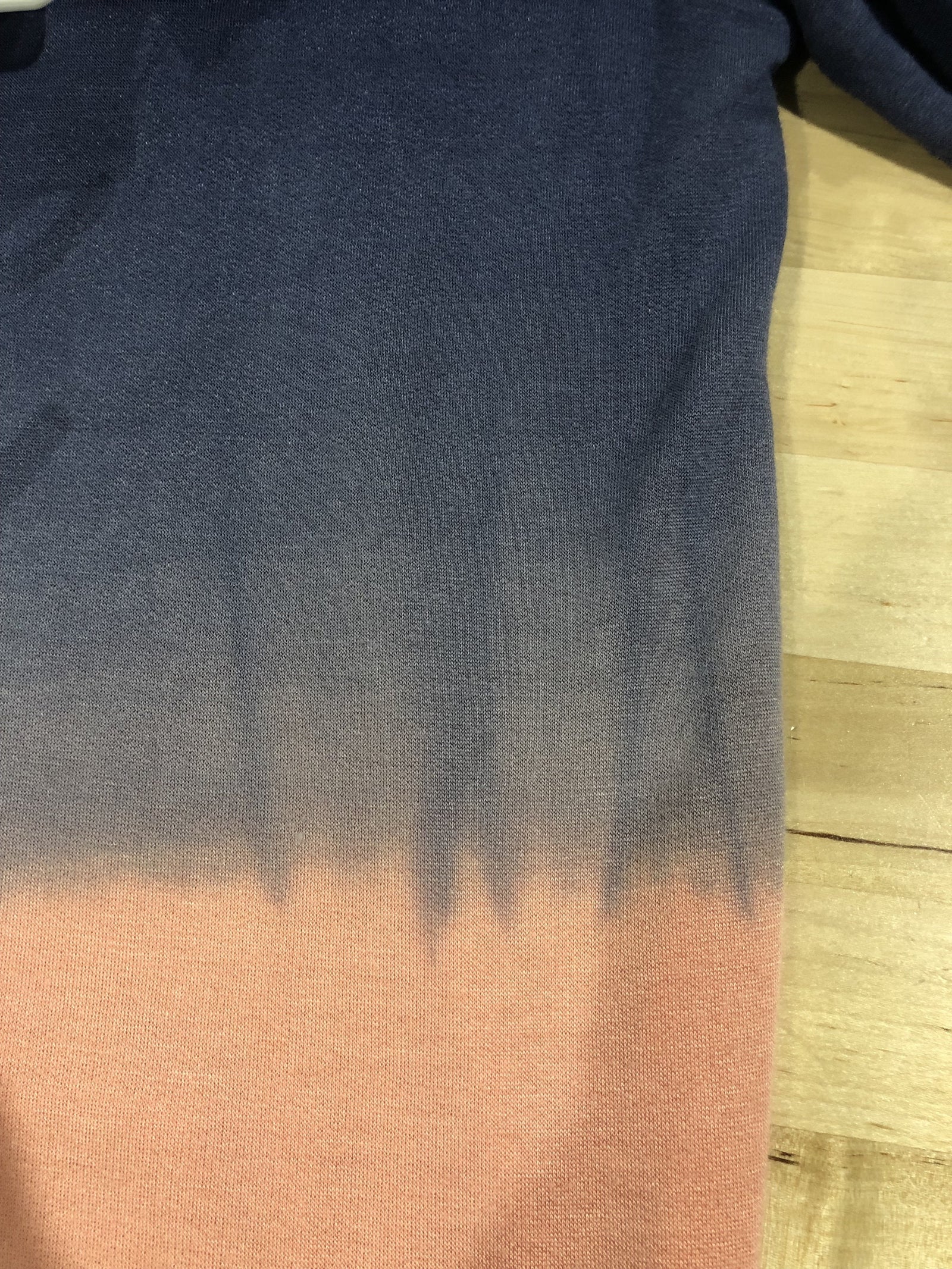 Long Sleeve Ombré Hoodie- Navy & Peach