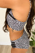 Leopard Pom Bandeau Swim Top- Black, Taupe, White