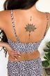 Leopard Pom Bandeau Swim Top- Black, Taupe, White