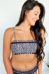 Leopard Pom Bandeau Swim Top- Black, Taupe, White