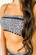 Leopard Pom Bandeau Swim Top- Black, Taupe, White