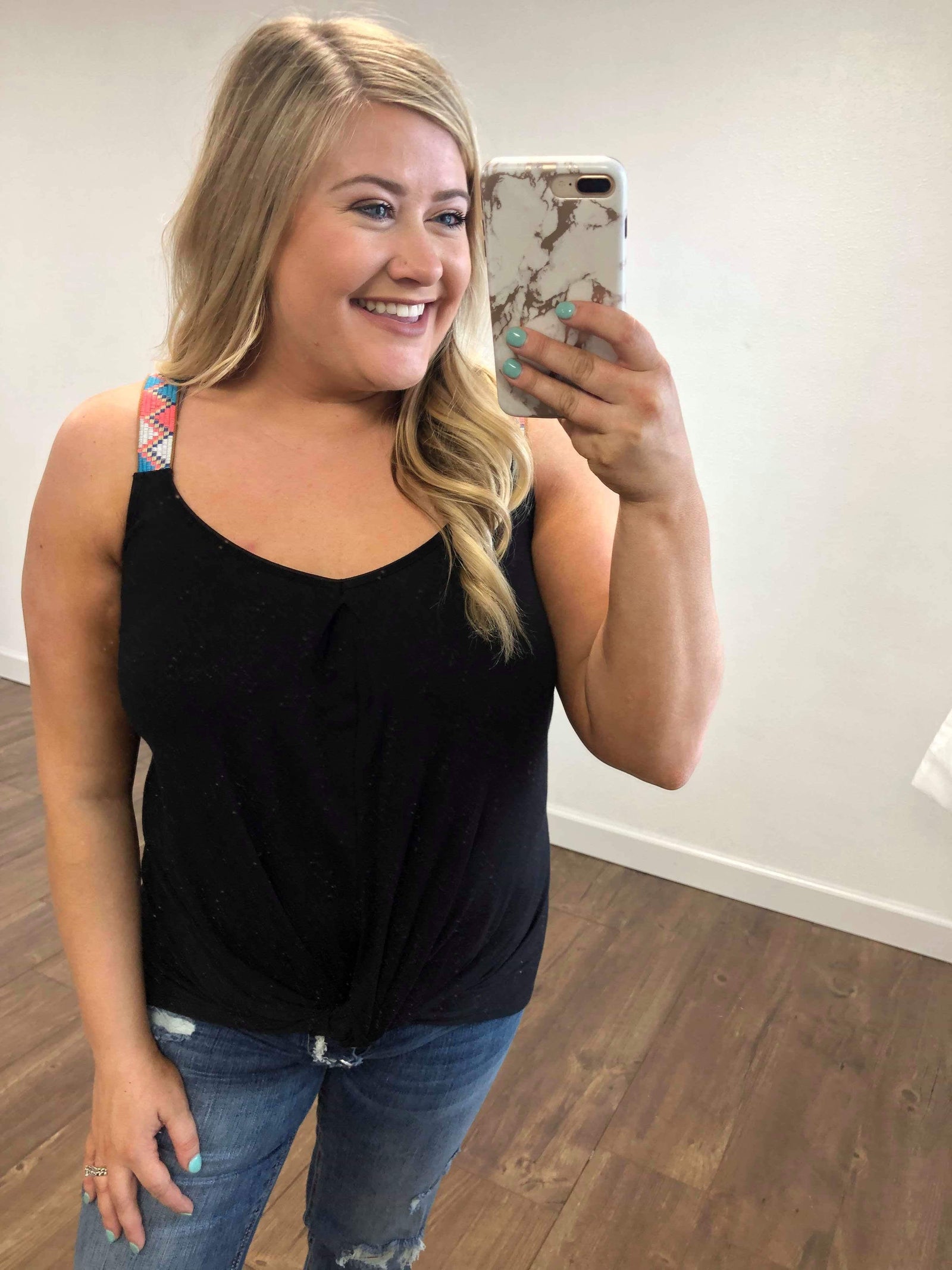 Somewhere Waiting for Me Twist Tank Top- Black
