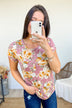 Short Sleeve Floral Pocket Top- Mauve