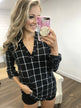 Step by Step Graph Striped V-Neck Top- Black