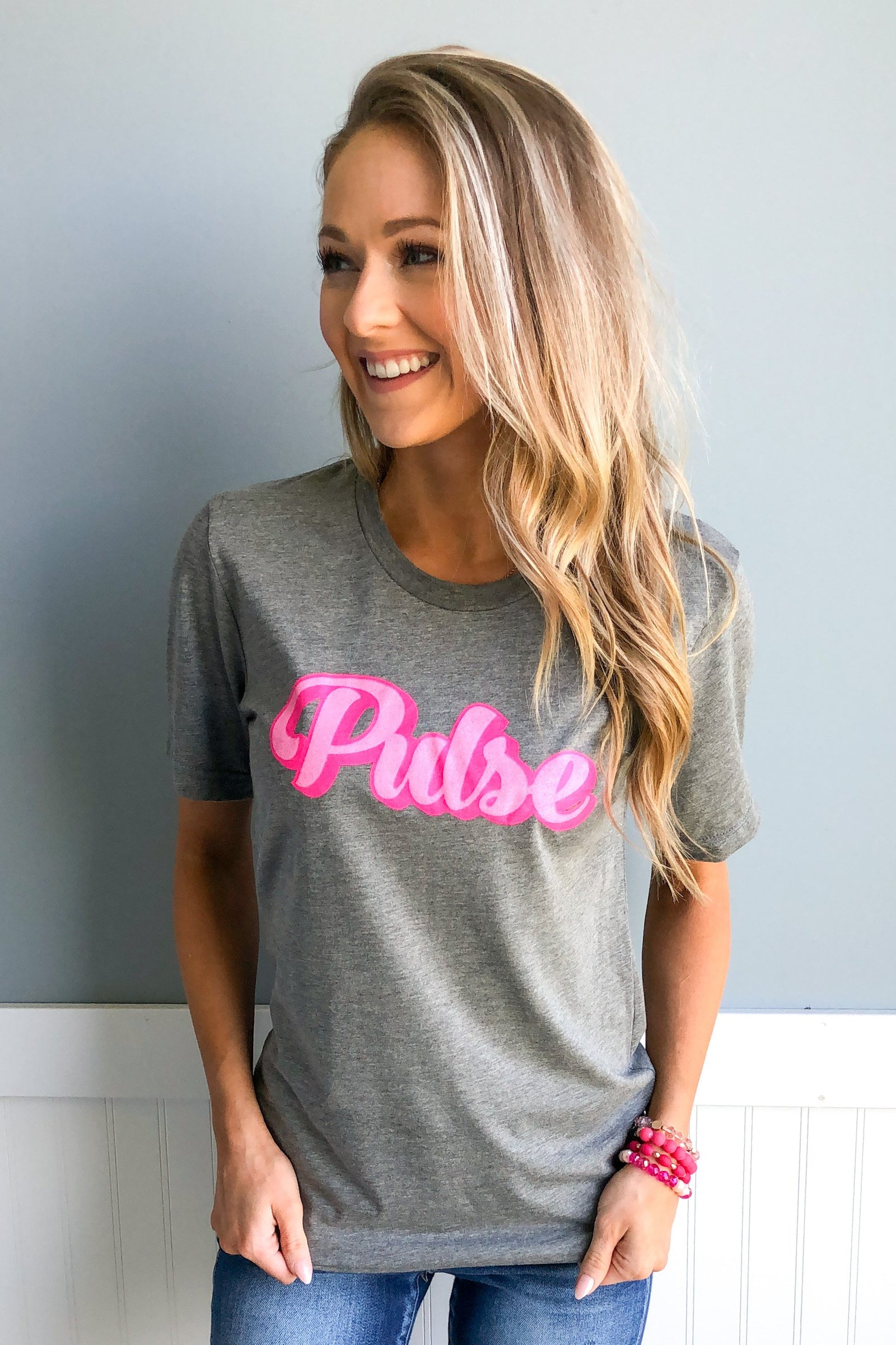 Pink Pulse Short Sleeve Tee- Dark Grey