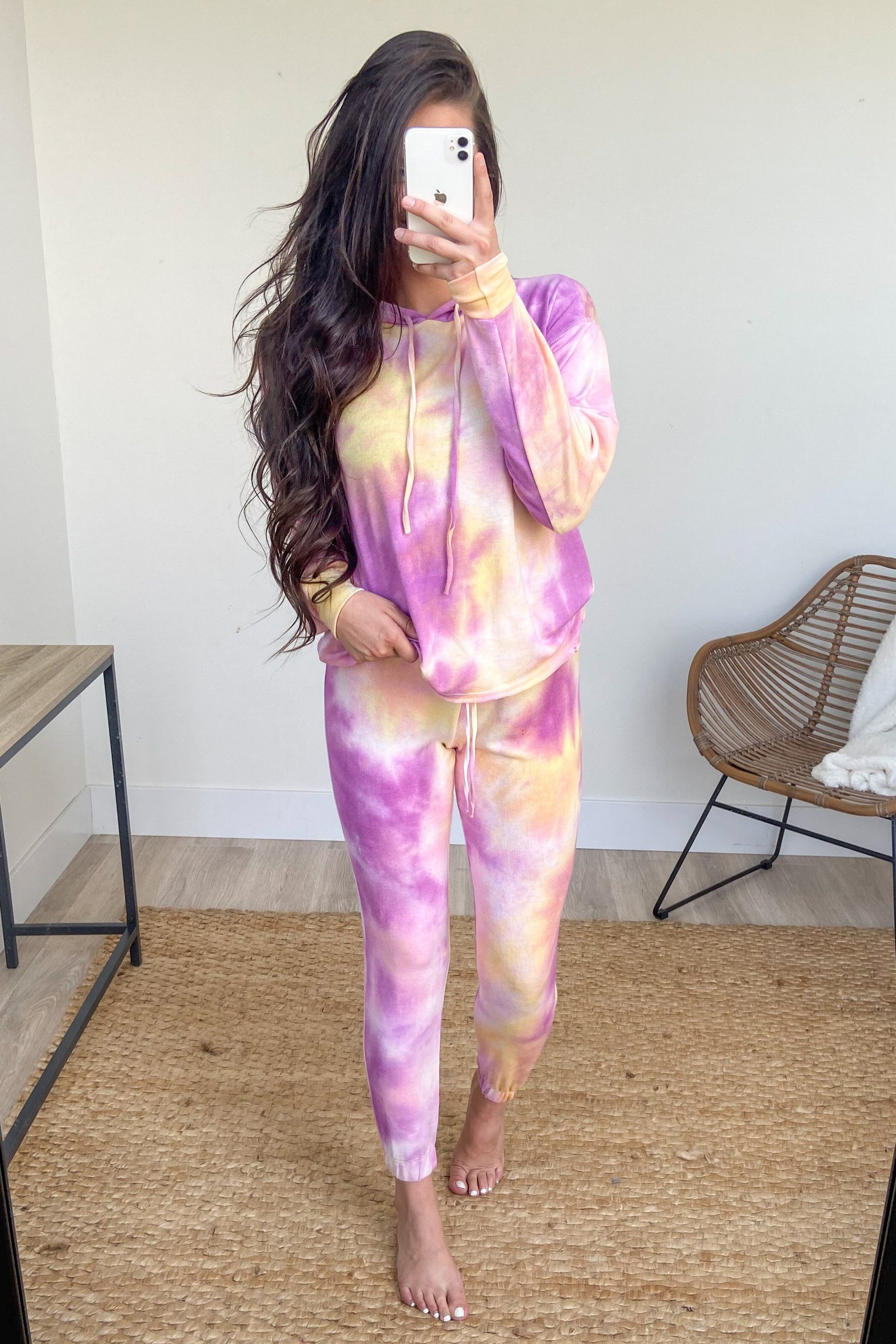 Comfy On The Couch Tie Dye Joggers- Magenta, Yellow, Pink