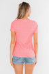 Short Sleeve Neon Zipper Top- Pink