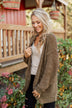 Have My Heart Velvet Chenille Cardigan- Mocha