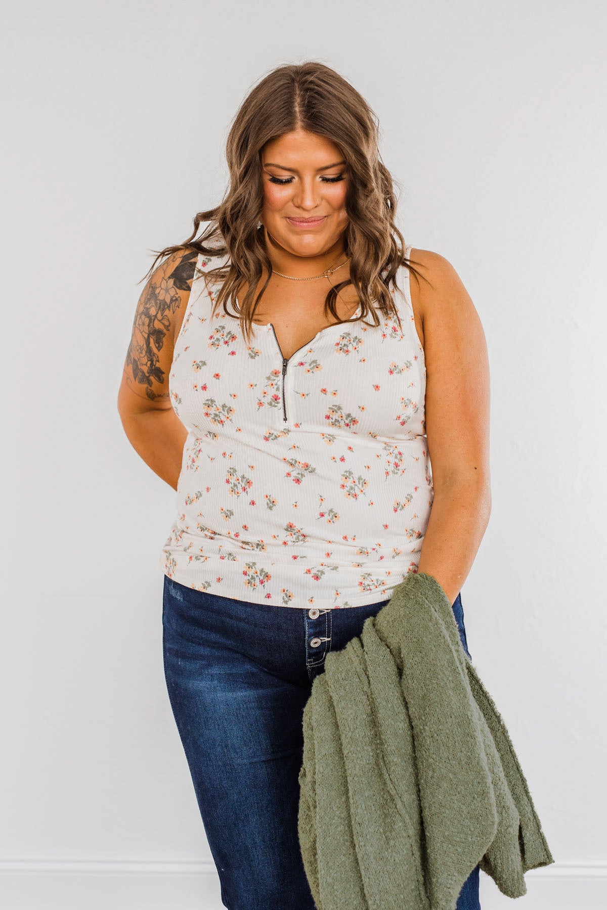 Walking Through Life Floral Tank Top- Ivory