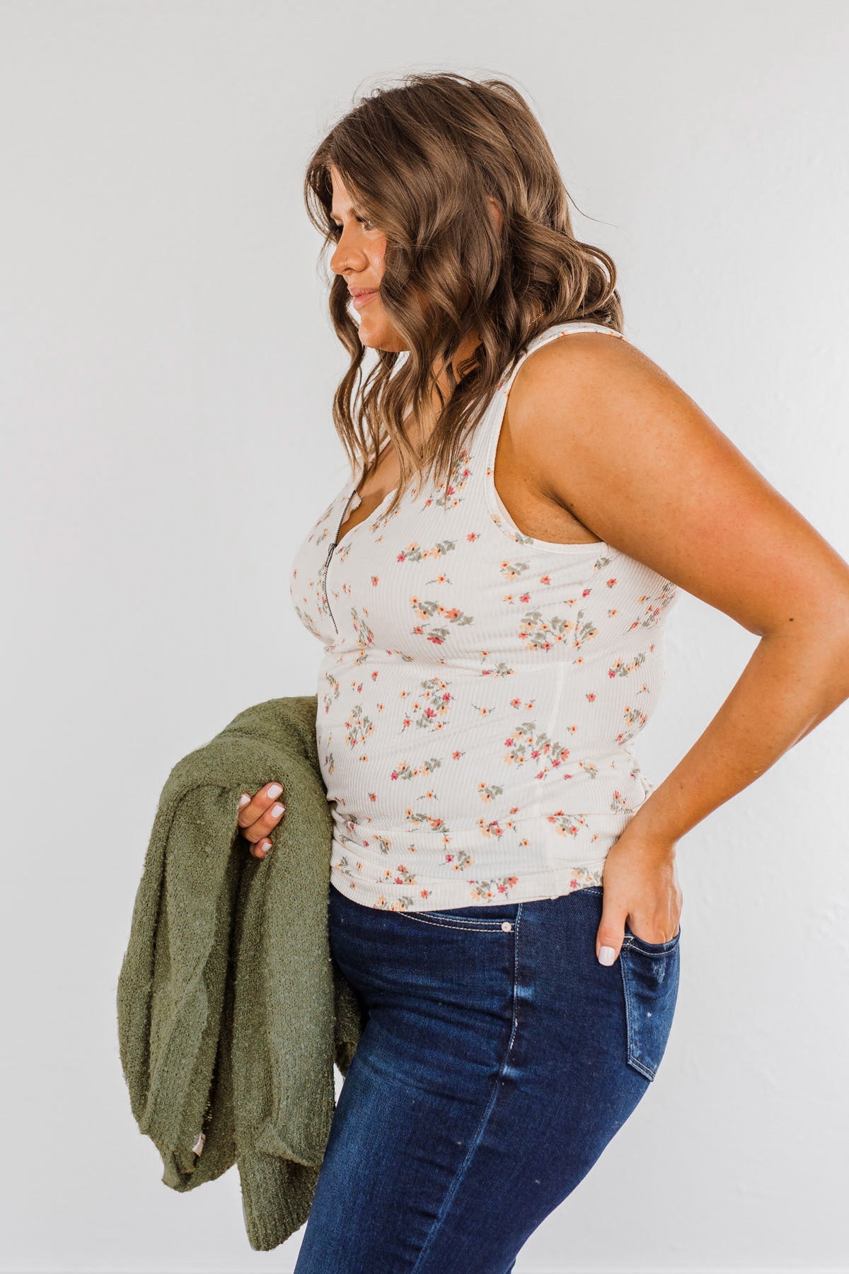 Walking Through Life Floral Tank Top- Ivory