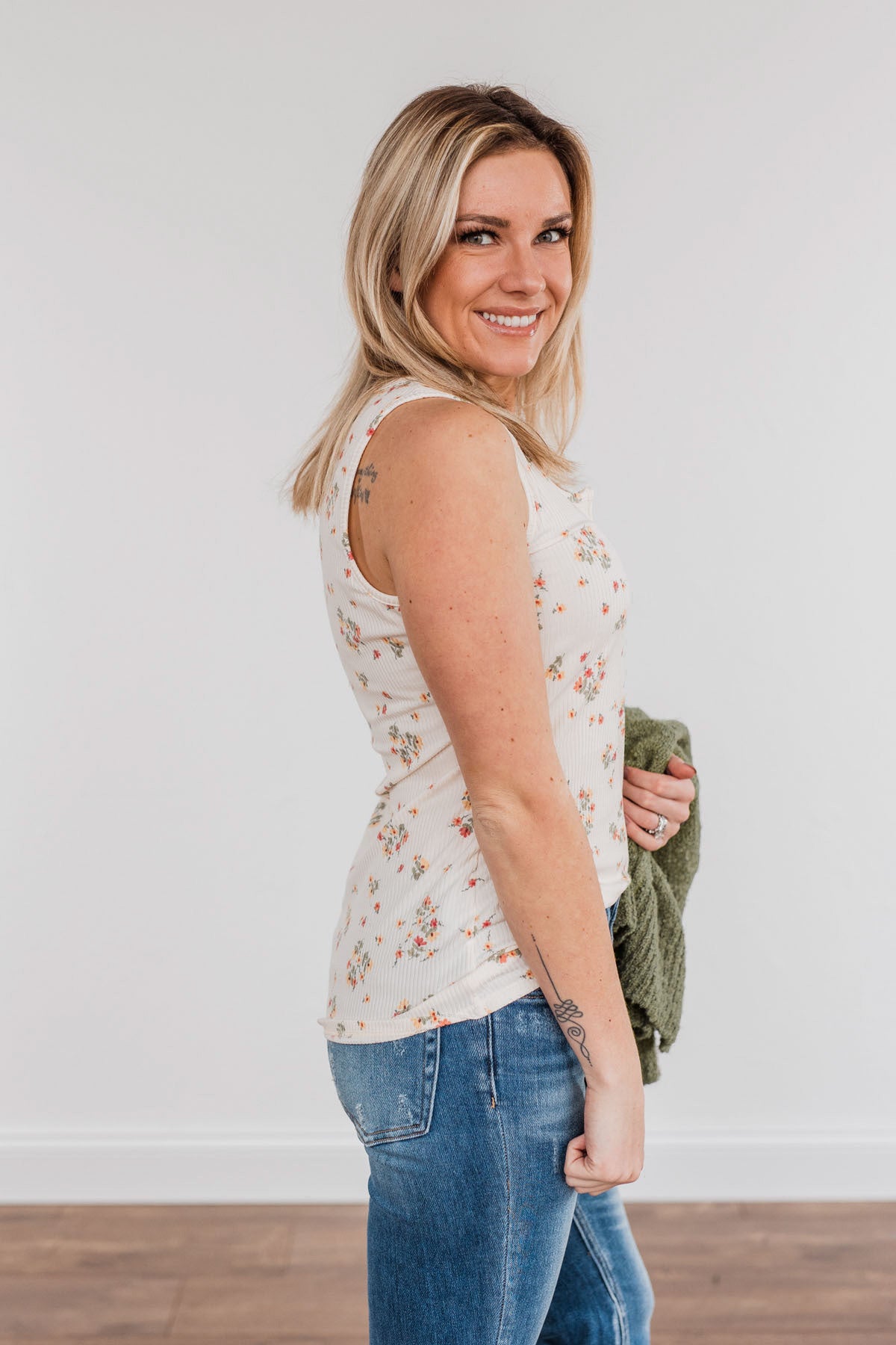 Walking Through Life Floral Tank Top- Ivory