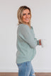 Happy Harvest Waffle Knit Button Top- Light Sage